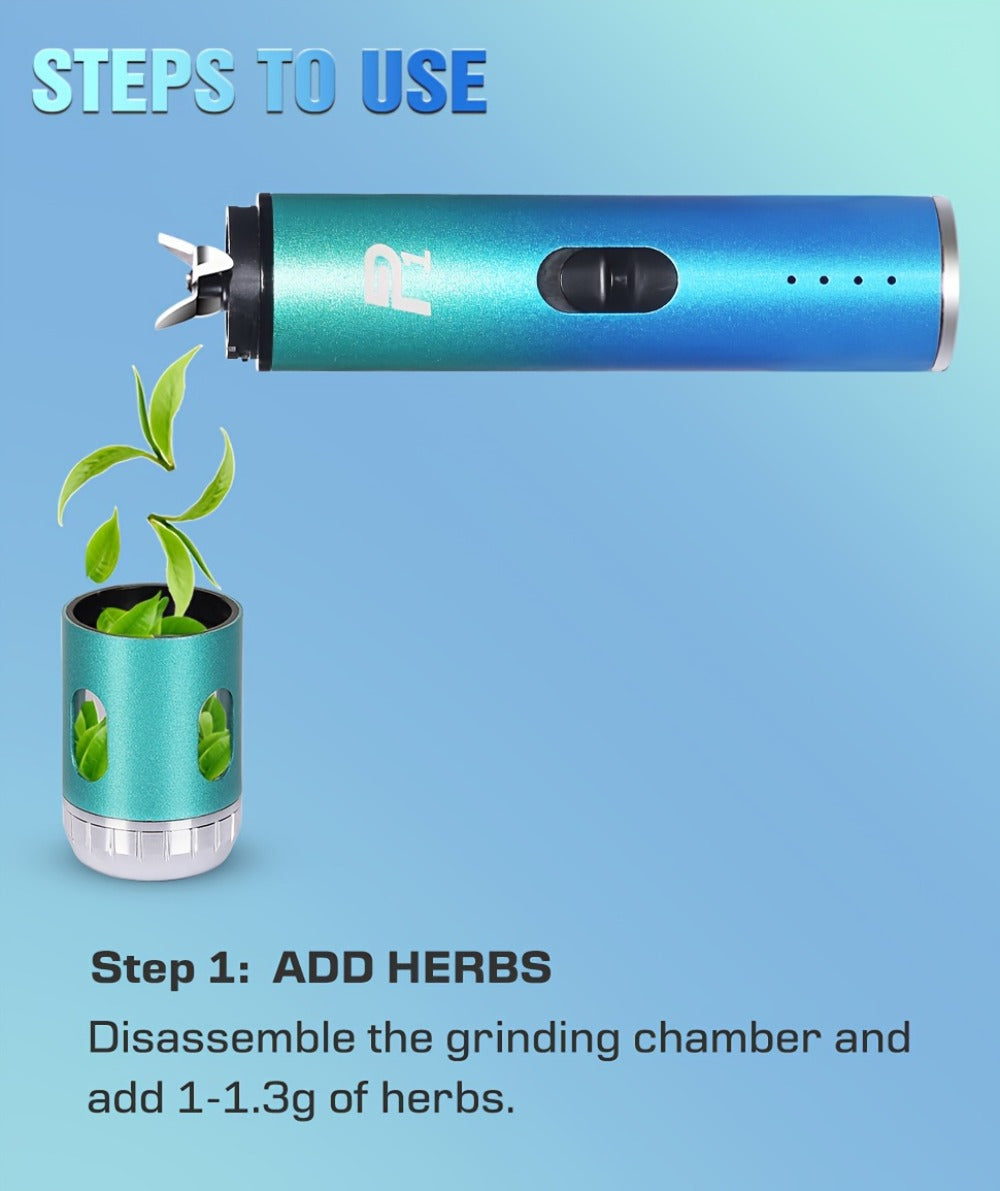 Electric Herb Grinder USB Rechargeable – Portable Spice Mill with One-Button Operation, Travel Bag, Funnel & Cleaning Brush | 4 Colors Available