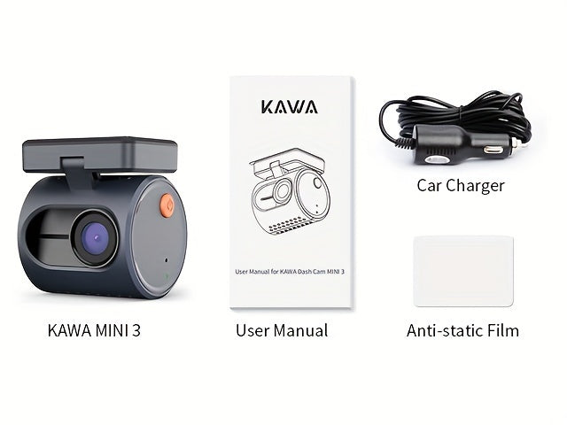 KAWA 1296P Mini Dash Camera For Car DVR Dash Cam KAWA MINI 3 Video Recorder Emergency Voice Control Night Vision WiFi APP Monitor WDR Blue (TF Card is not included)
