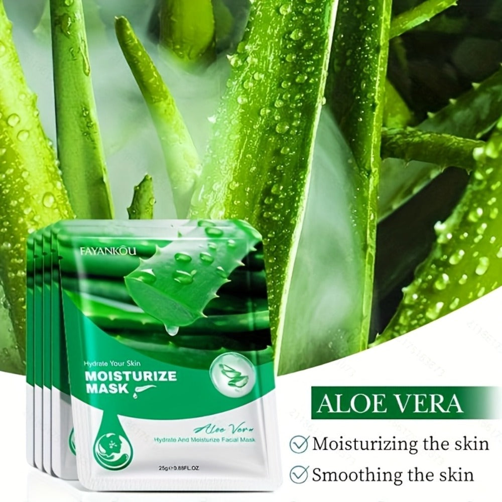 Aloe Vera Sheet Mask 30pcs Moisturizing Deep Hydration with Glycerin — Non-Greasy Soothing Face Mask for All Skin Types Spring Summer Skincare Gift for Women