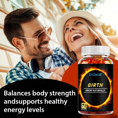 Ashwagandha Gummies for Men — GIRTH Male Vitality & Energy Supplement with KSM-66 Ashwagandha for Strength, Stress Relief & Hormonal Balance | Natural Performance Boost | 60 Gummies Per Bottle | 1 or 3 Pack
