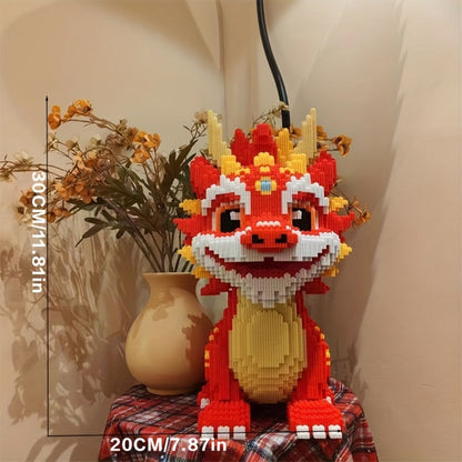 3D Chinese Dragon Model Assembly Set 4500pcs – DIY Build Mixed Color PP Festive Holiday Display Decoration Halloween Thanksgiving Christmas Easter School Home Decor Dragon Lover Gift Model 8843