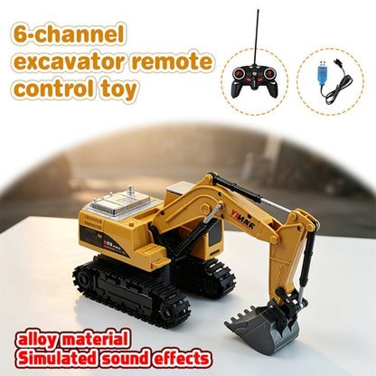 Remote Control Excavator Loader Dump Truck Toy for Kids 2.4GHz Alloy RC Construction Vehicle with Light & Sound, USB Rechargeable, Boys Gift for Halloween Thanksgiving Christmas Birthday Ages 3+