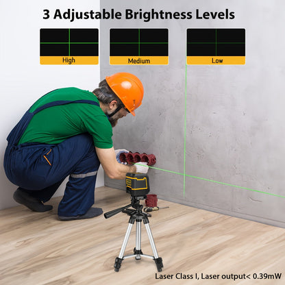 Green Laser Level Self-Leveling with Tripod – Horizontal & Vertical Cross Line Laser for Construction, Tiling, Home Renovation & Interior Decoration