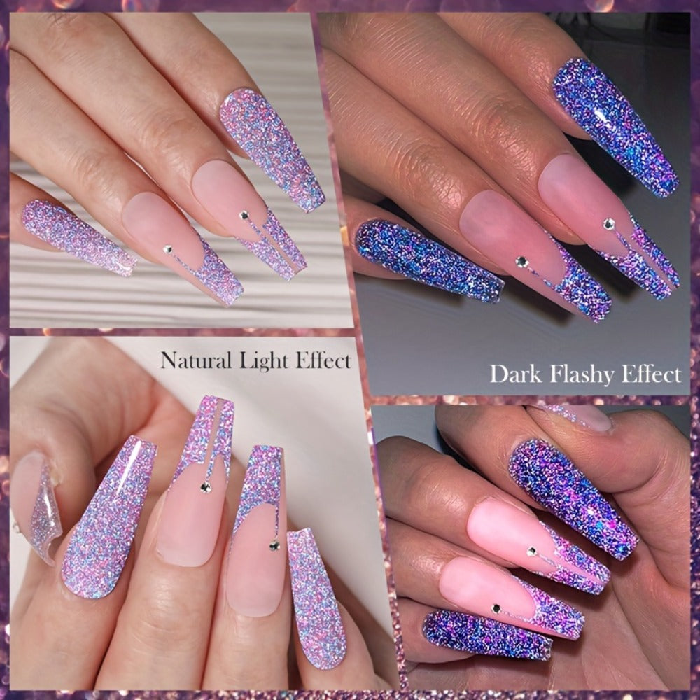 Glitter Liner Nail Art Gel 5ml Super Reflective – Ultra Fine Brush Tip Nail Art Drawing Gel for Stripe Line & Detail Designs, Long Lasting UV LED Nail Art Liner Gel for Salon & DIY Home Women