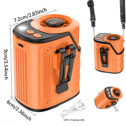 Portable Waist Fan 4-in-1 Neck Fan with Flashlight Power Bank Large Battery for Outdoor Camping Hiking Sports EDC