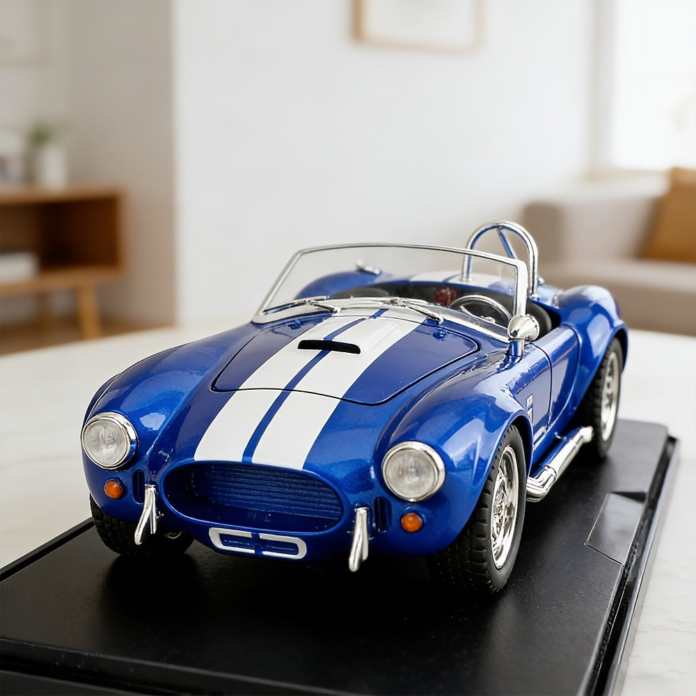 Shelby Cobra 1:22 Scale Zinc Alloy Diecast Model Car – Collector-Grade Exhibition-Quality Replica with Openable Doors, Static Display for Home Office Desk, Birthday Gift (Black / Blue / Red)