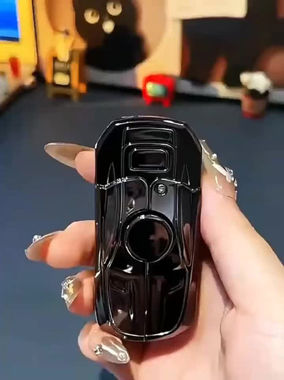 Windproof Refillable Lighter Gyro Racer Design Foldable Butane Gas Lighter with Portable Case for Outdoor Camping Hiking Daily EDC Cool Novelty Lighter Gift No Gas Included