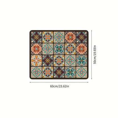 Washing Machine Cover Vintage Mosaic Pattern Dustproof Anti-Slip Diatomite Material 23.62 x 19.69 Inch Multi-Use Appliance Protector for Laundry Room Kitchen Top Load Washer