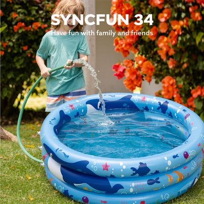 Whale Inflatable Kiddie Pool 34 Inch for Toddlers & Dogs – 3-Ring Ocean Pattern Baby Pool, 90lb Capacity Portable Backyard Water Play Pit, Ball Pit Sandbox Pet Cooling Pool, Summer Birthday Gift