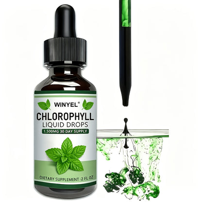 Liquid Chlorophyll Drops Supplement for Internal Deodorant Body Odor Control Detox Skin Clarity & Natural Energy — Alkalizing Antioxidant Plant-Based Daily Wellness for Women & Men 60-Day Supply