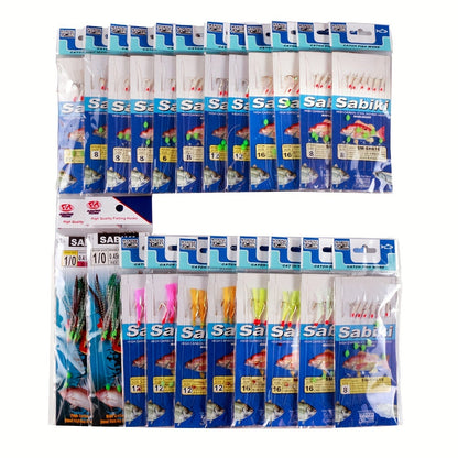 Fishing Rig Set 22 Packs Flasher Lure Bait Rigs - Glow Beads & High Carbon Hooks for Freshwater & Saltwater Trout Bass Salmon Fishing Tackle