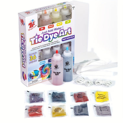 8-Color Tie Dye Kit for Kids & Adults – All-in-One DIY Fabric Dye Set with Squeeze Bottles Gloves Rubber Bands & Refill Packs, Tie-Dye Party Activity Gift 36+ Projects