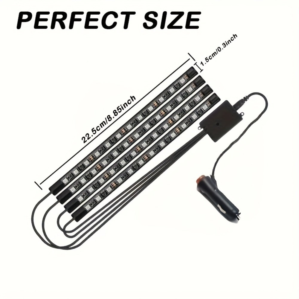 4pcs RGB Car Interior LED Footwell Lights App & Remote Control DIY Music Sync 12V USB Multicolor Ambient Lighting Kit for All Vehicles Cars Trucks SUVs, Under Dash Floor Accent Lights