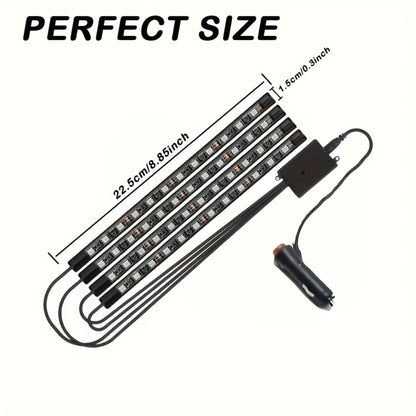 4pcs RGB Car Interior LED Footwell Lights App & Remote Control DIY Music Sync 12V USB Multicolor Ambient Lighting Kit for All Vehicles Cars Trucks SUVs, Under Dash Floor Accent Lights