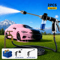 2pcs Upgraded Car Wash Sprayer Set | Long Rod Water Gun with Wash Towel, 360° Adjustable Nozzle, Removable Foam Bottle, Easy Setup, No Hose Included, for Car, Motorcycle, Garden & Yard Cleaning