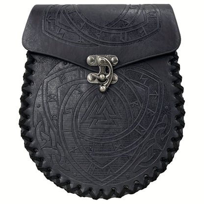 Viking Faux Leather Waist Bag Medieval Belt Pouch Handmade Retro Style – LARP Renaissance Faire Cosplay Stage Prop Costume Accessory for Men Women, Multiple Designs