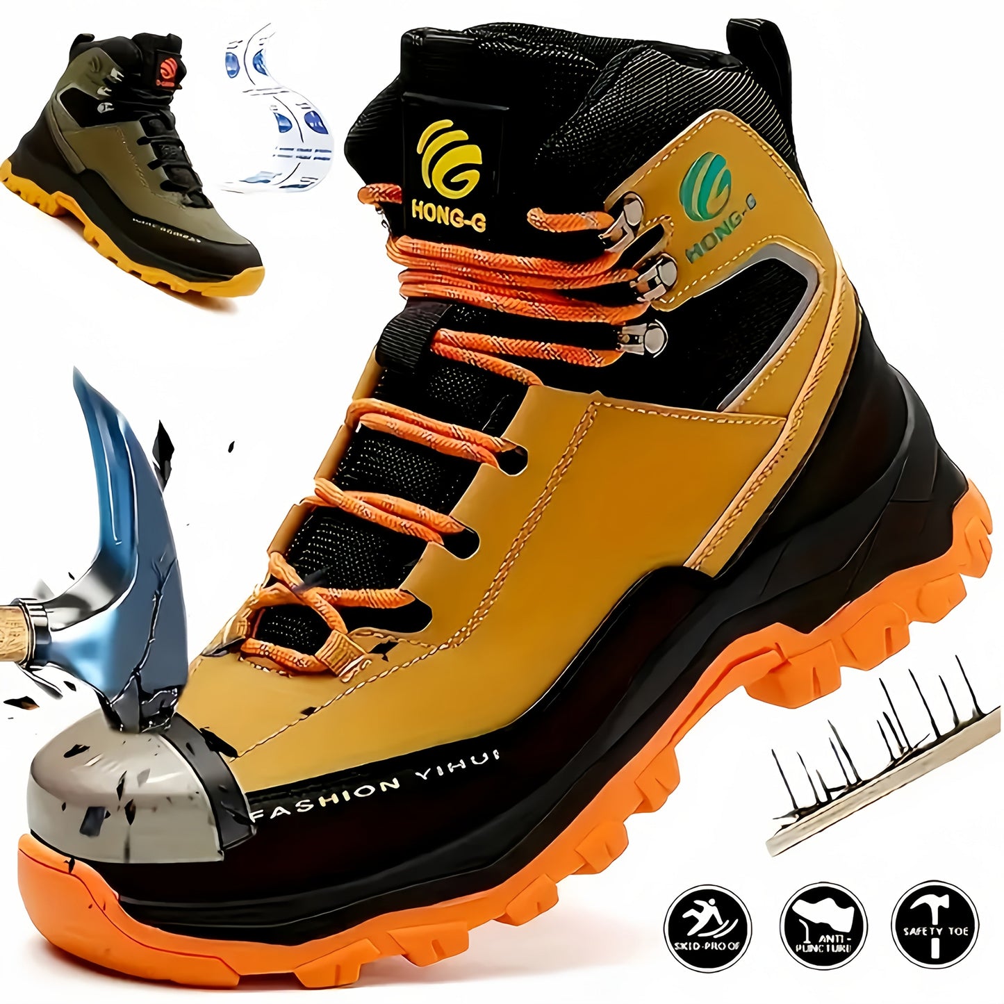 Men's Work & Safety Boots - Steel Toe Protection & Puncture Resistant 156005