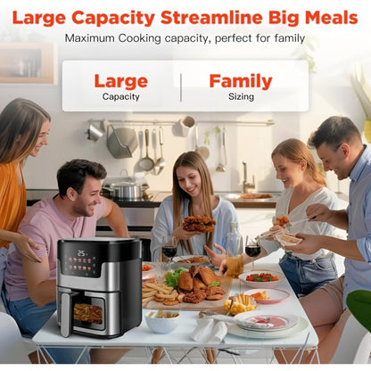 Air Fryer 7.5QT 10-in-1 Digital LED Touchscreen | Oilless Cooker with 10 Preset Cooking Modes, Dishwasher-Safe Basket & 100 Paper Liners Included – Large Capacity Family Air Fryer