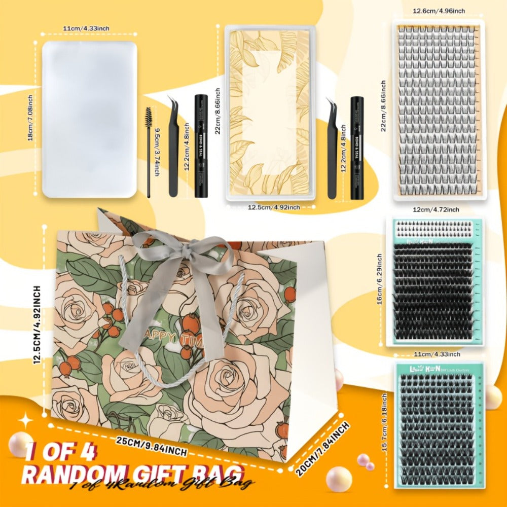 Gift-Ready Fluffy Wispy Lash Clusters Kit with Gift Bags — Manga & Fairy Top & Bottom Clusters, Natural Volume, Long-Lasting Reusable, 209–1993pcs Options, Beauty Gift for Women