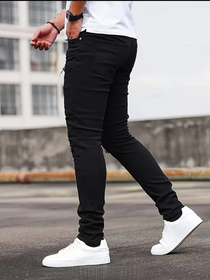Men's Skinny Jeans - Classic Wash Patchwork