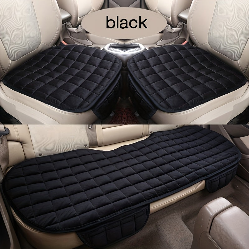 1/2/3pcs Plush Plaid Thickened Heat-Insulating Car Seat Cushions, Car Seat Front And Rear Seat Protection Pads, Non-Slip Protection Pads, Universal Car Interior, Suitable for Various Models of Breathable Car Seat Cushions