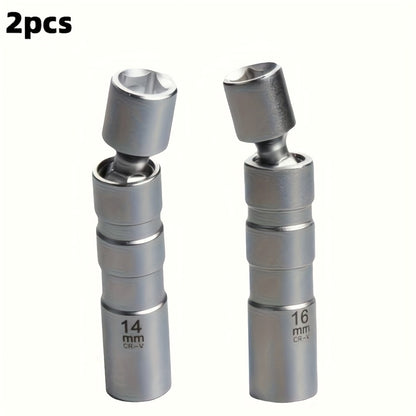 Magnetic Spark Plug Socket Set 14mm 16mm with 3/8" Drive Alloy Steel Ratchet Wrench 2-Piece Universal Spark Plug Removal Tool Kit for Car Truck Motorcycle