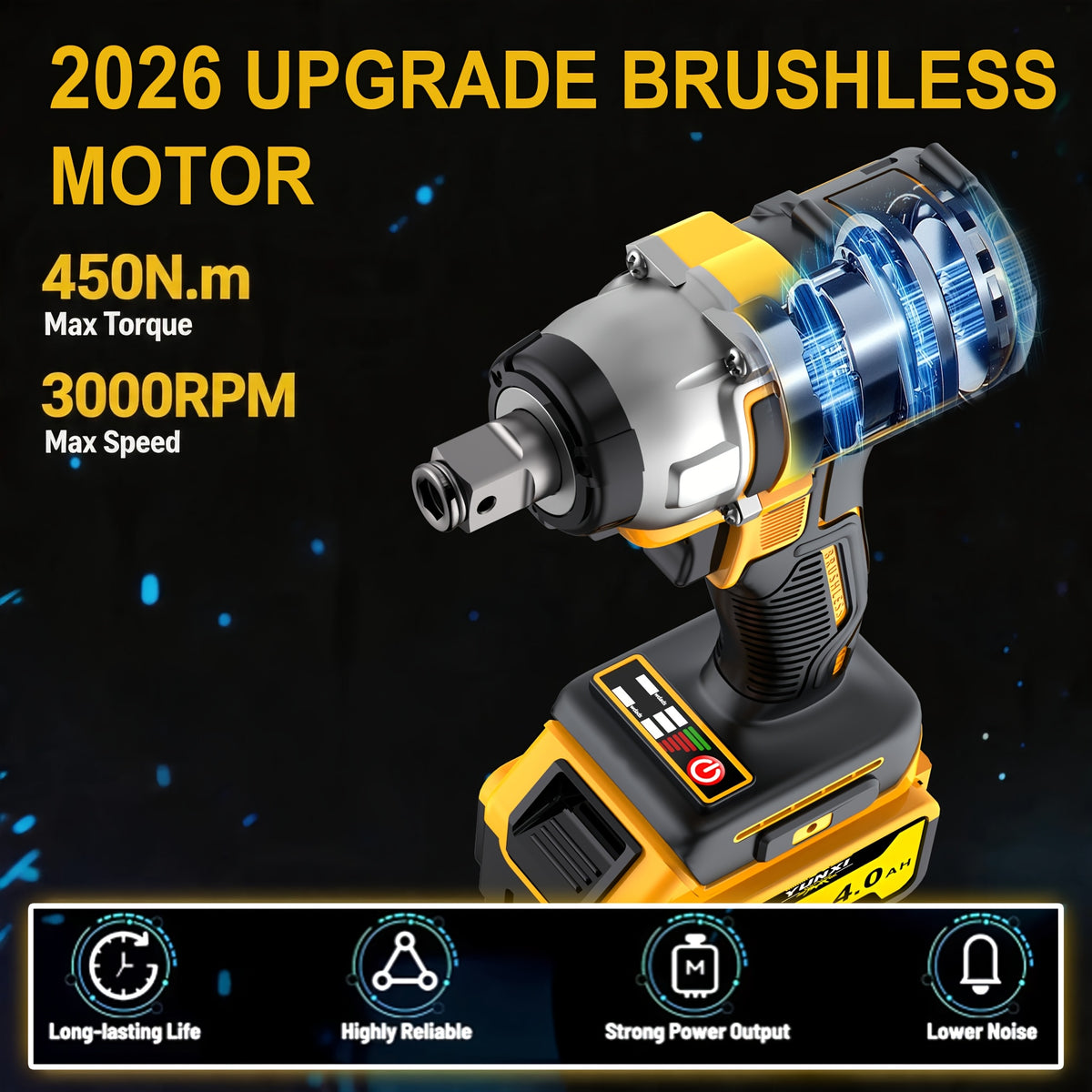 21V Cordless Impact Wrench Wireless Drill Set, Brushless Electric Impact Gun Drill, Optional 4000Mah Battery, Toolbox, Charger, Socket, And Full Accessory Set. |The Perfect Gift for The Automotive Industry And Industrial Home Decor, Men'S Gift