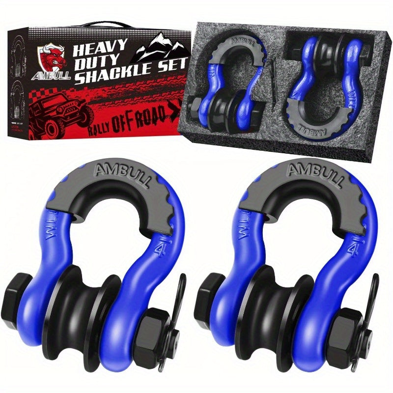 Upgraded Snatch Block, 3/ 4" D Ring Shackle (2 Pack) 32, 000lb Break Strength with Towing Pulley, Heavy Duty Offroad Recovery Accessory for Truck, Tractor, ATV & UTV Carbon Steel And Alloy Steel Materials