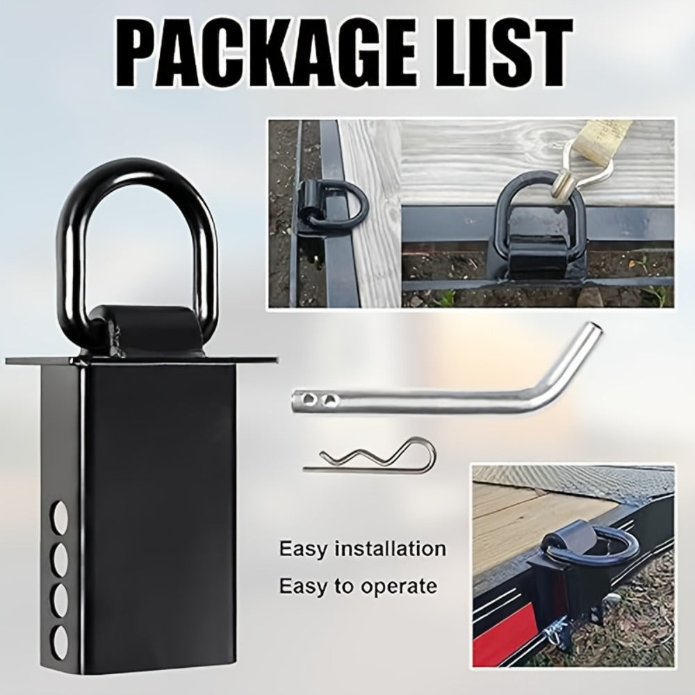 Stake Pocket D-Ring Tie Down 12,000 lbs Breaking Load Heavy Duty Flatbed Truck Trailer Cargo Anchor – Adjustable 2"x4" Universal Fit, Black & Zinc Coated, 2-12 Pack
