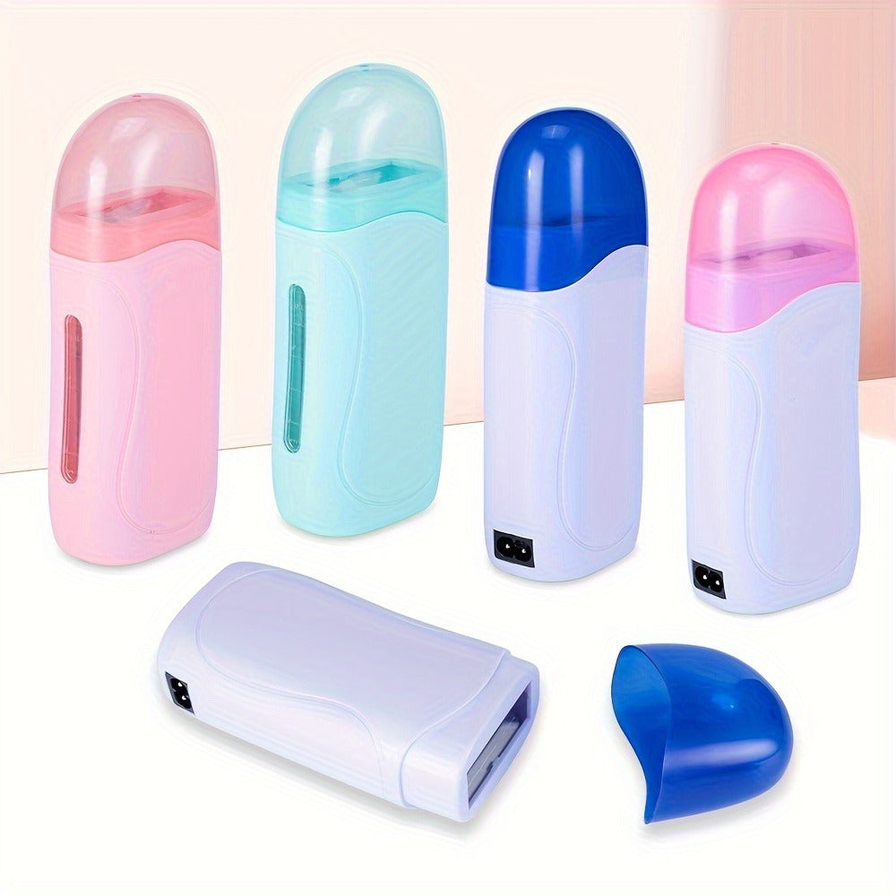 Wax Warmer Roller Kit for Hair Removal — Portable Electric Roll-On Soft Wax Heater for Women & Men, At-Home & Salon Waxing, Smooth Glide Applicator, Travel-Friendly (Light Pink/Green/Blue/White)