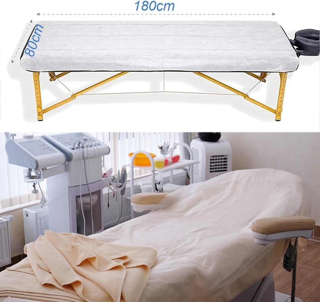 Disposable Bed Sheets 100 Pack Non-Woven Massage Table Cover Single Use Stain Resistant Spa Sheets for Massage Therapists Estheticians Salons Hotels Tattoo Artists White Pink