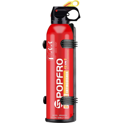 Portable Fire Extinguisher - 4-in-1 Multi-Class (A//C/F) Compact Firefighter for Home, Car, Kitchen & Garage - Non-Toxic, Easy-Clean Agent with Wall-Mount Bracket - Fit for Electrical, Oil, Textile & Grease Fires (No Water