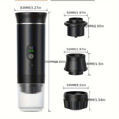 Portable Espresso Machine Type-C Charging Self-Heating – Single Serve Coffee Maker with Temperature & Battery Display, Hot & Cold Brew, Ground Coffee & Capsule Compatible, for Travel RV Hiking Office