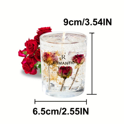 Soy Candle with Real Flowers 7.4oz Essential Oils 50-Hour Burn Floral Scented Elegant Glass Jar Velvet Rose Lavender Orange for Home Decor Relaxation Gift