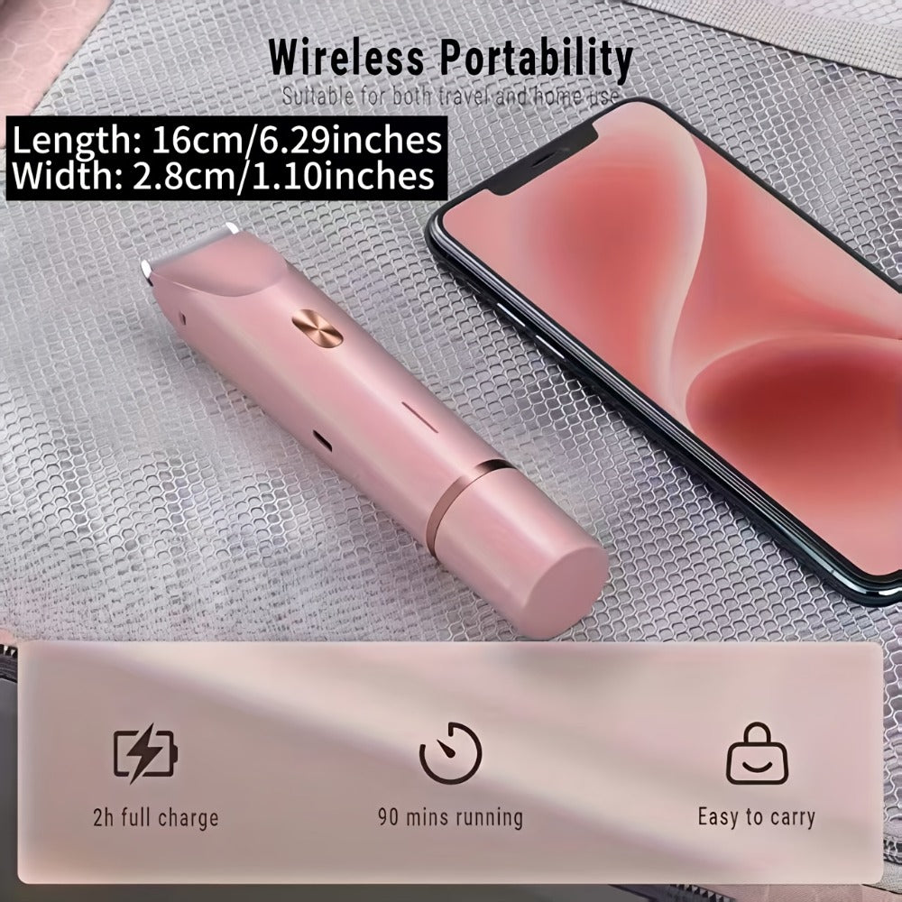 Bikini Trimmer for Women 2-in-1 Dual Head Electric Shaver - IP67 Waterproof Wet Dry Body Hair Remover for Bikini Area Underarms Legs Arms Face, USB Rechargeable Long Battery Life, Ergonomic Grip