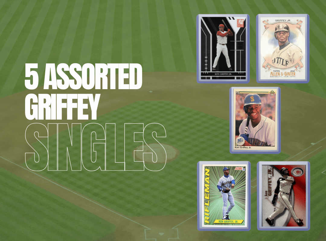Ken Griffey Jr Baseball Cards 5-Card Assorted Lot – Topps Panini Fleer Donruss MLB Trading Cards | Multi-Year Variety Bundle | Collector Gift for Baseball Fans Kids & Adults