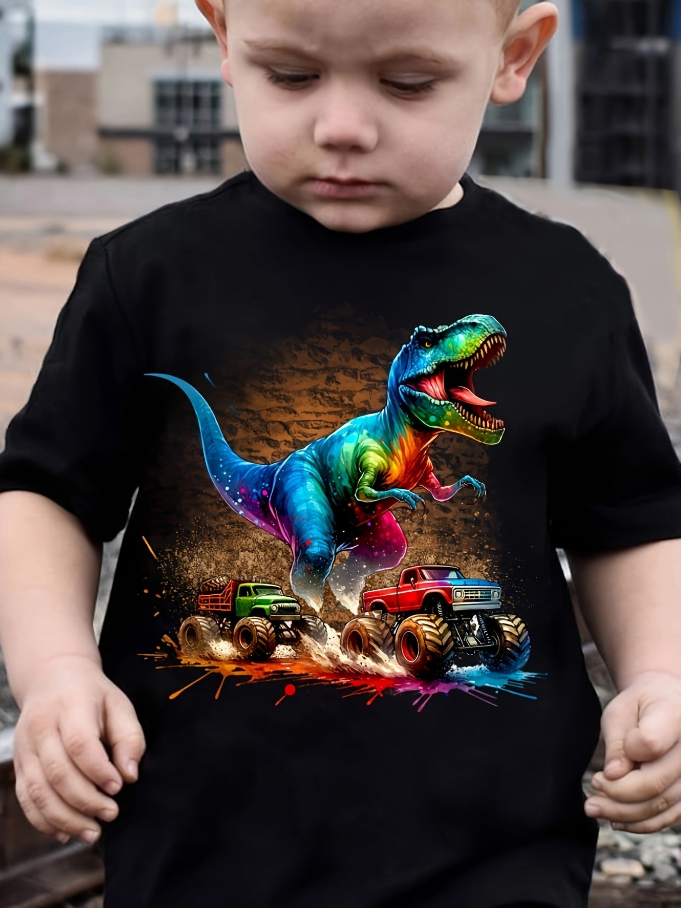 Boys' Dinosaur Print T-Shirt - Short Sleeve