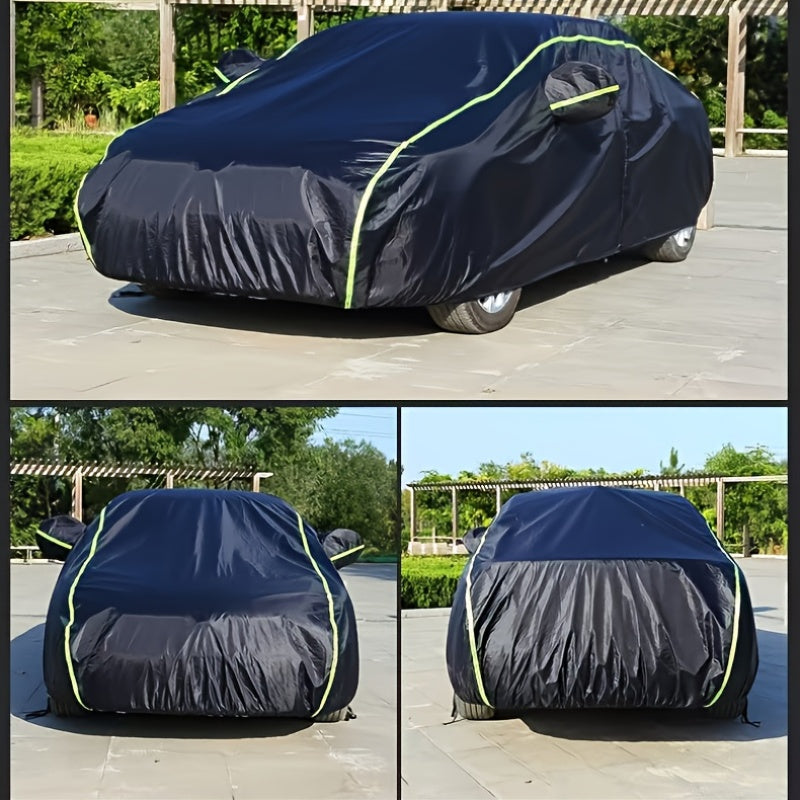 High-Grade Polyester Car Cover - Comprehensive Protection, Sun Protection, Thickened Rain And Snow Protection - Suitable for Most Vehicle Models, Black Outdoor Car Cover, Thickened Car Cover, for Vehicle Protection