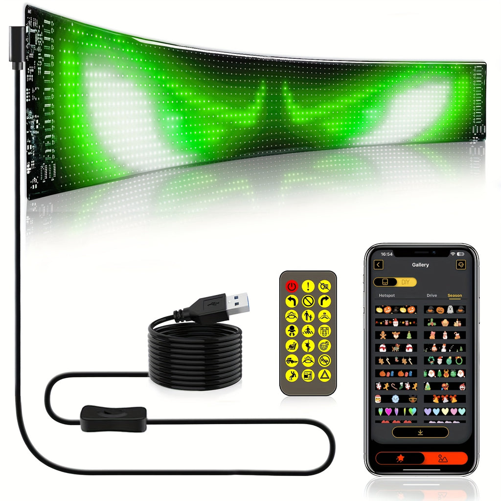 Smart Lighting-Devil Eyes LED Light, 23.42''x4.72'' Scrolling Bright Advertising, Programmable LED Sign, Flexible Digital Matrix Display, [High Refresh Rate Screen], LED Lights for Car, Perfect Wedding Decorations, And More