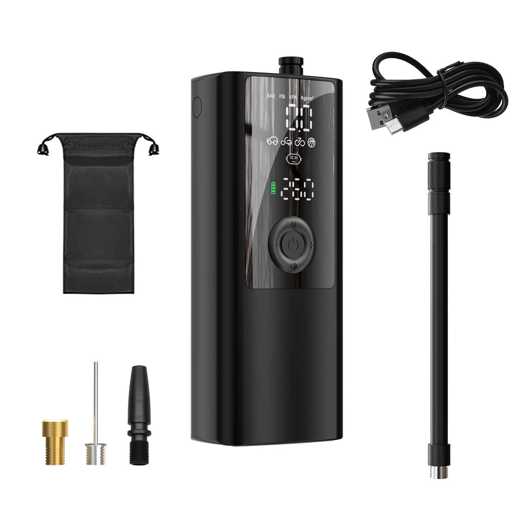 Portable Tire Inflation Pump - Wireless Electric Inflator, Equipped with Tire Pressure Gauge, LED Lighting, Inflation Nozzle with Multifunctional Adapter, Suitable for Cars, Motorcycles, Bicycles, Balls, Etc, Tire Pump And Jumper, Tire Air Compressor