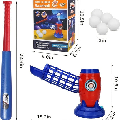 Kids Automatic Baseball Pitching Machine Toy Set – Fully Automatic Children's Baseball Trainer with Bat, Ball Machine & 10 Balls | Sports Training Gift for Boys and Girls