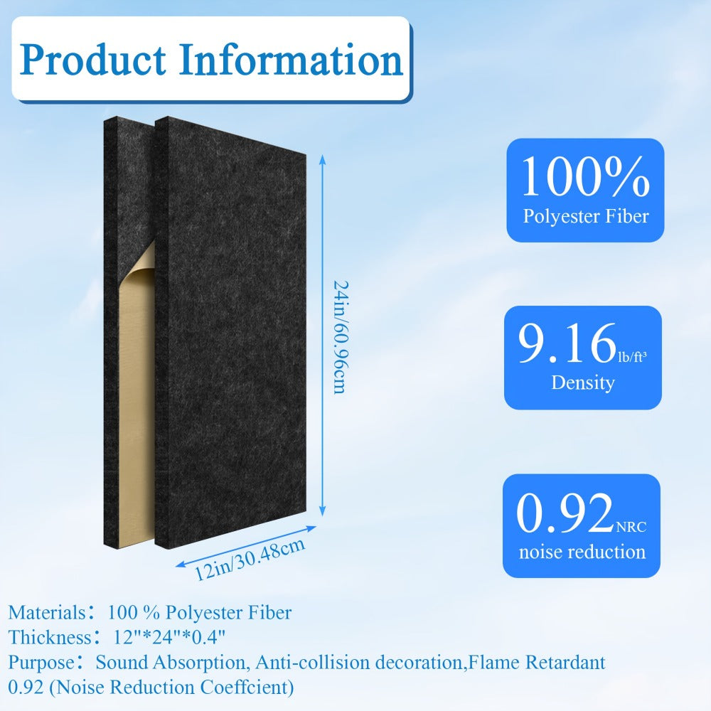 Acoustic Wall Panel, 12pcs, 6/12pcs for Reducing Room Reflections In Recording detail image