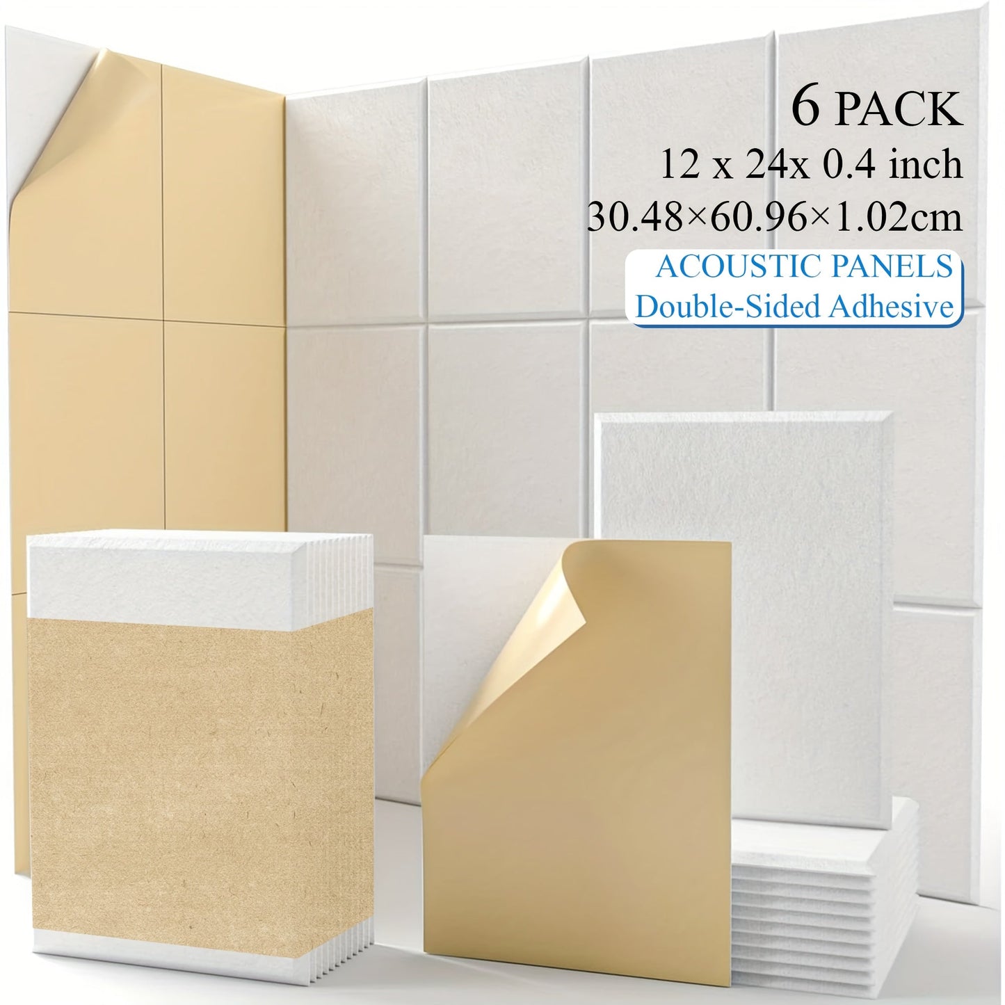 Acoustic Wall Panel shown in the Rectangle Soundproof Panel 60L30W1H White 6 option