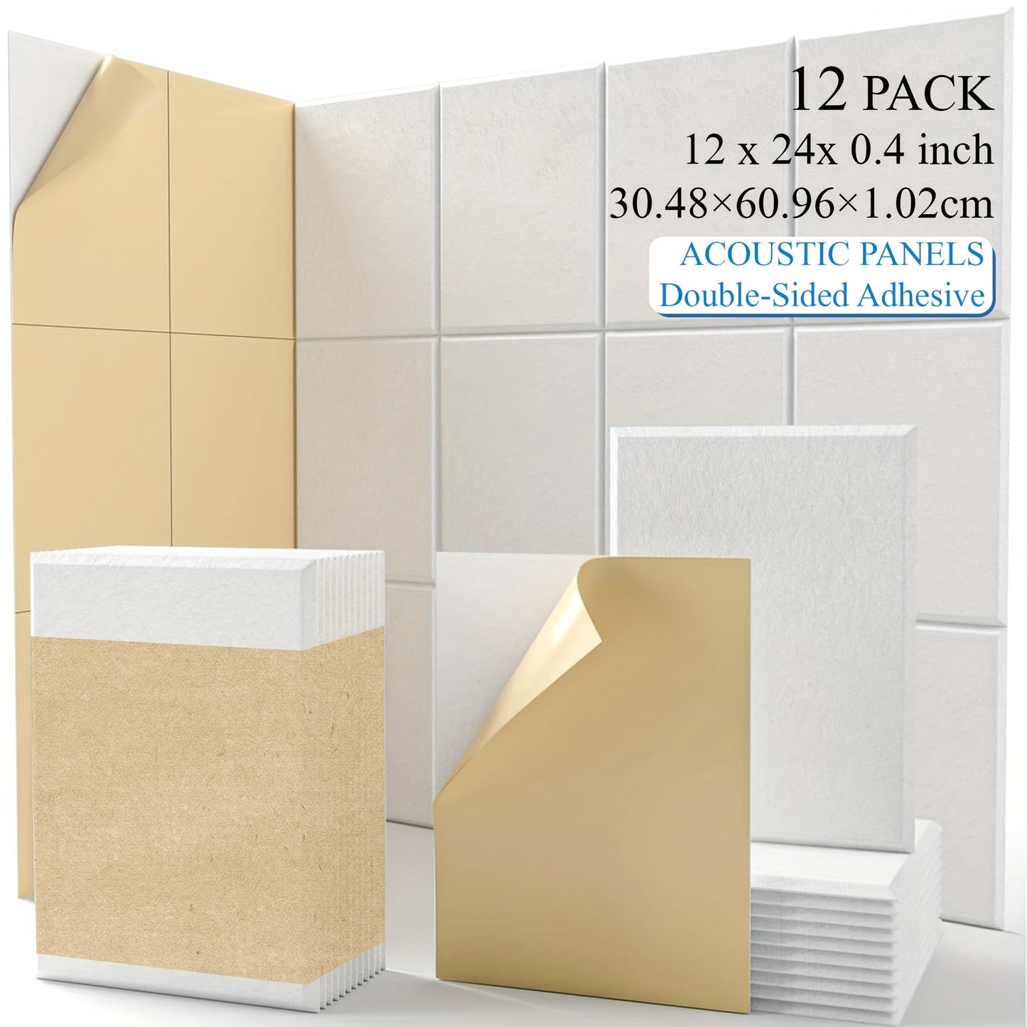 Acoustic Wall Panel shown in the Rectangular Soundproof Panel 60L30W1H White12 option
