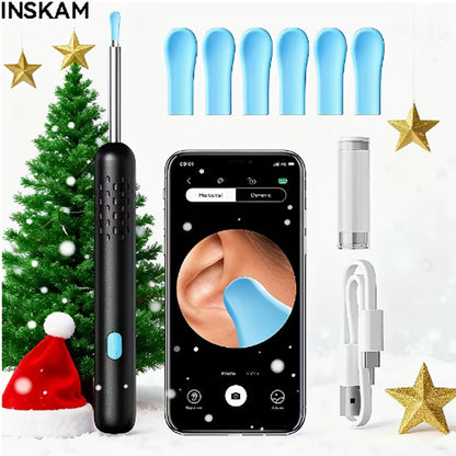 1080P Ear Wax Removal Tool with Camera – Wi-Fi Ear Cleaning Kit with 6 Spoons & Tweezers, Rechargeable, Visual Ear Cleaner for Safe Ear Care at Home