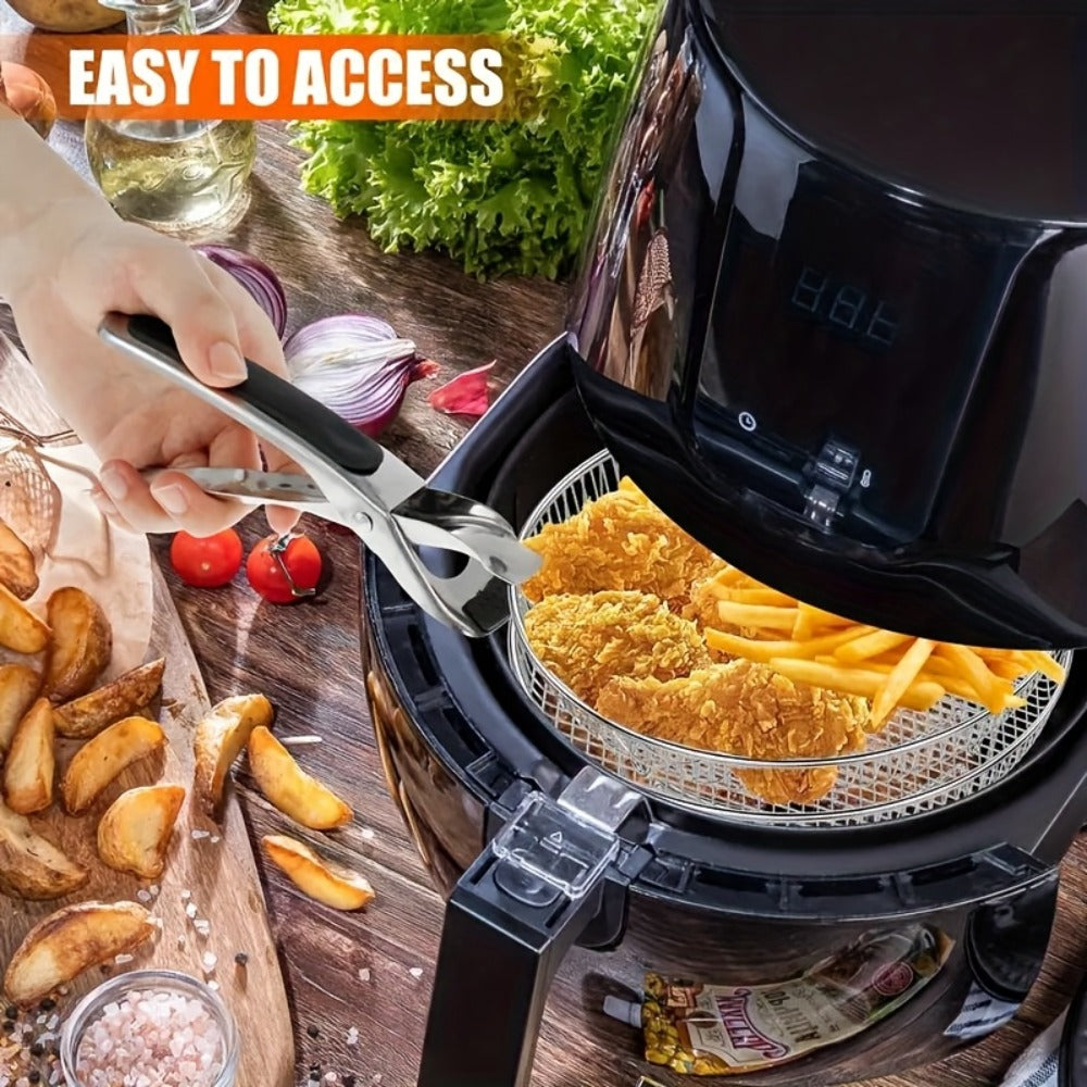 Air Fryer Rack Set – 10-Piece Stainless Steel Stackable Dehydrator Rack with Clips for 4.2QT-5.8QT Round Air Fryers, Reusable Elevated Baking Accessories, Dishwasher Safe
