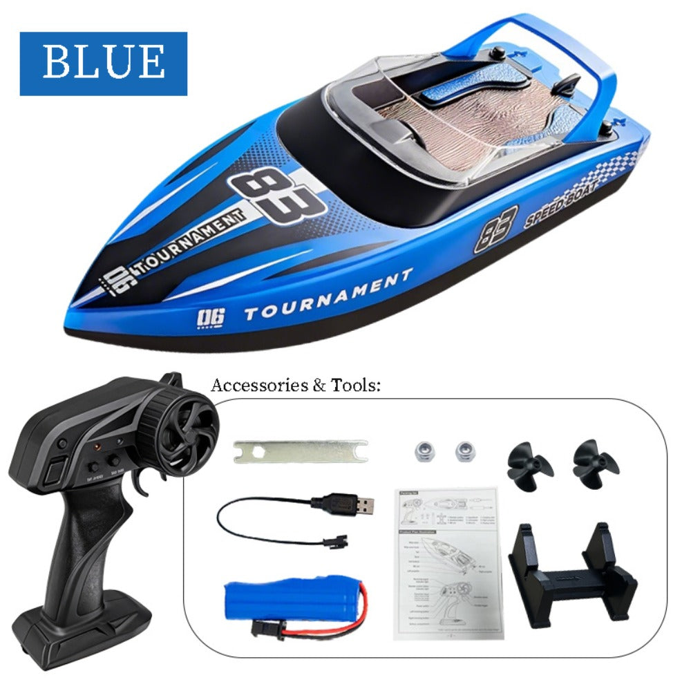 Remote Control Speedboat 25KM/H with Auto Flip Reset Night Light & Low Battery Alert – High Speed RC Boat for Pool Lake Kids Adults Birthday Christmas Gift Yellow Blue Green