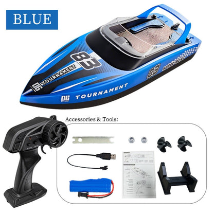 Remote Control Speedboat 25KM/H with Auto Flip Reset Night Light & Low Battery Alert – High Speed RC Boat for Pool Lake Kids Adults Birthday Christmas Gift Yellow Blue Green