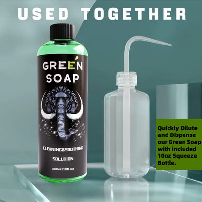 Tattoo Green Soap Kit Cleansing Solution with Squeeze Bottle – Green and Blue Tattoo Soap for Artists, Safe Color Foam Moisturizing Formula, Tattoo Supplies and Accessories Multiple Sizes