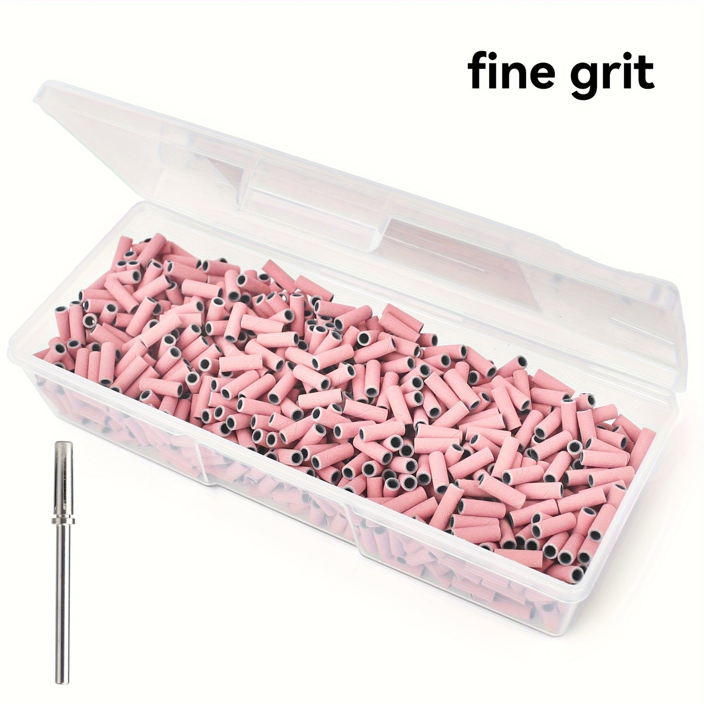 Nail Sanding Bands 1000 Pack with Mandrel Bit – Coarse Medium Fine Grit 3mm Nail Drill Bits for Acrylic Removal, Natural Nail Filing & Smoothing – Professional Manicure Pedicure Salon Nail Care Tools